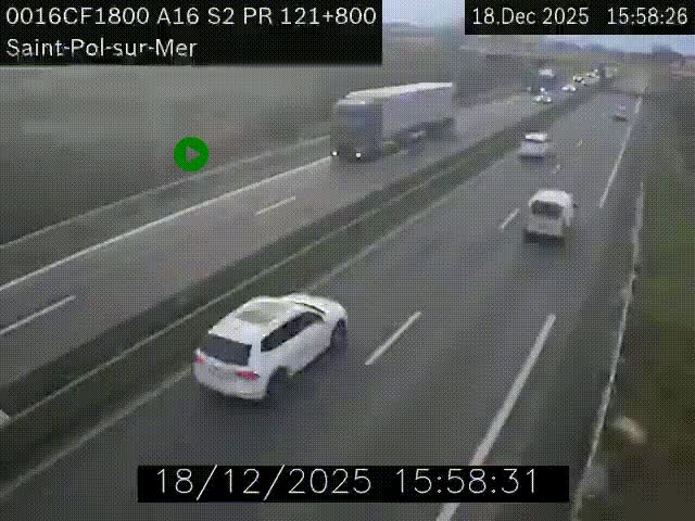 <h2>Webcam autoroute A16 à proximité de Dunkerque, à hauteur de la sortie Saint-Pol-sur-Mer. Vue orientée vers Calais</h2>