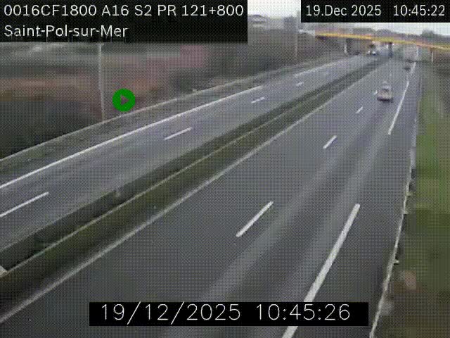 <h2>Webcam autoroute A16 à proximité de Dunkerque, à hauteur de la sortie Saint-Pol-sur-Mer. Vue orientée vers Calais</h2>