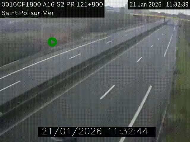 <h2>Webcam autoroute A16 à proximité de Dunkerque, à hauteur de la sortie Saint-Pol-sur-Mer. Vue orientée vers Calais</h2>