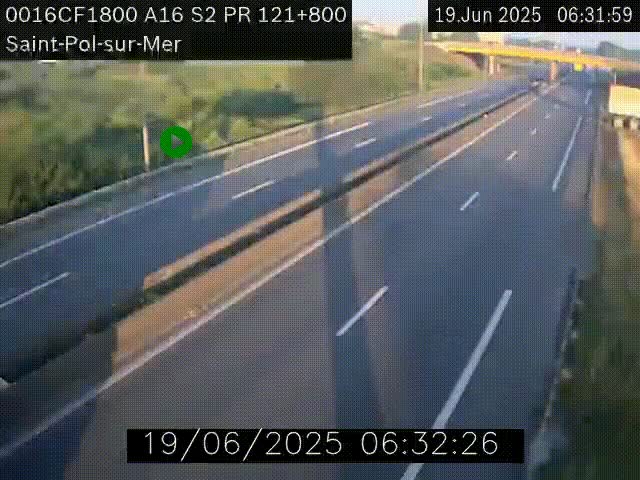 <h2>Webcam autoroute A16 à proximité de Dunkerque, à hauteur de la sortie Saint-Pol-sur-Mer. Vue orientée vers Calais</h2>