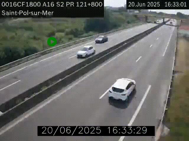 <h2>Webcam autoroute A16 à proximité de Dunkerque, à hauteur de la sortie Saint-Pol-sur-Mer. Vue orientée vers Calais</h2>