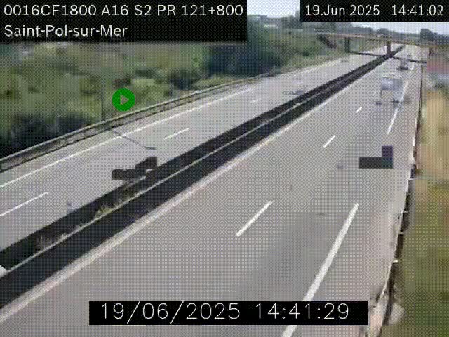 <h2>Webcam autoroute A16 à proximité de Dunkerque, à hauteur de la sortie Saint-Pol-sur-Mer. Vue orientée vers Calais</h2>