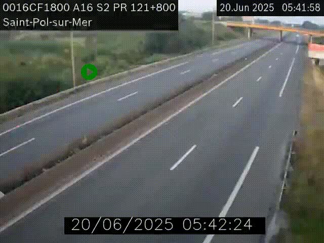 <h2>Webcam autoroute A16 à proximité de Dunkerque, à hauteur de la sortie Saint-Pol-sur-Mer. Vue orientée vers Calais</h2>