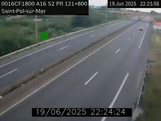 <h2>Webcam autoroute A16 à proximité de Dunkerque, à hauteur de la sortie Saint-Pol-sur-Mer. Vue orientée vers Calais</h2>