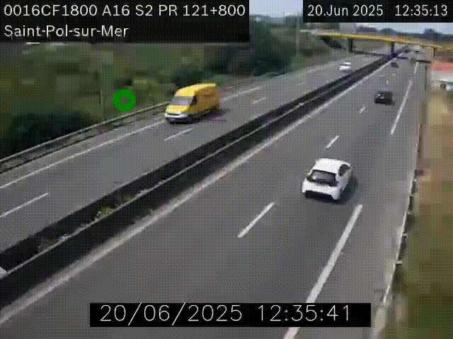 <h2>Webcam autoroute A16 à proximité de Dunkerque, à hauteur de la sortie Saint-Pol-sur-Mer. Vue orientée vers Calais</h2>