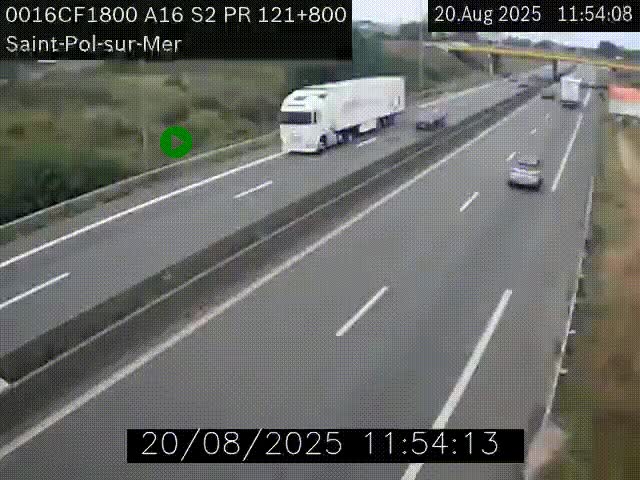 <h2>Webcam autoroute A16 à proximité de Dunkerque, à hauteur de la sortie Saint-Pol-sur-Mer. Vue orientée vers Calais</h2>