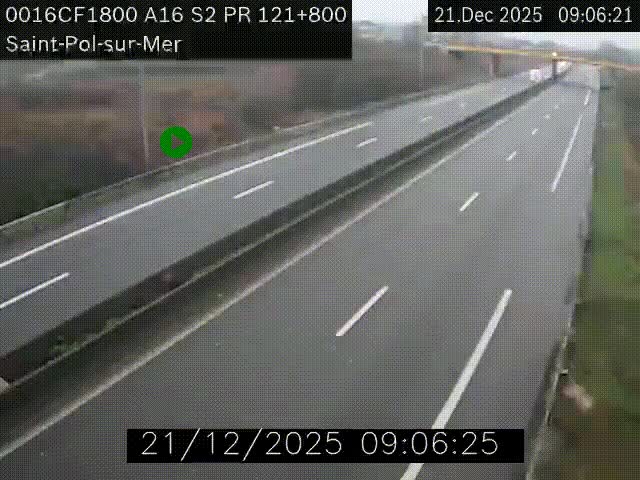 <h2>Webcam autoroute A16 à proximité de Dunkerque, à hauteur de la sortie Saint-Pol-sur-Mer. Vue orientée vers Calais</h2>