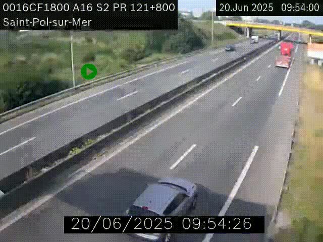 <h2>Webcam autoroute A16 à proximité de Dunkerque, à hauteur de la sortie Saint-Pol-sur-Mer. Vue orientée vers Calais</h2>