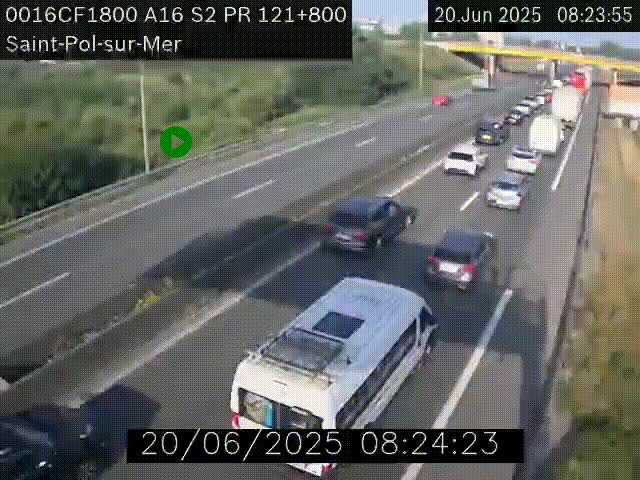 <h2>Webcam autoroute A16 à proximité de Dunkerque, à hauteur de la sortie Saint-Pol-sur-Mer. Vue orientée vers Calais</h2>