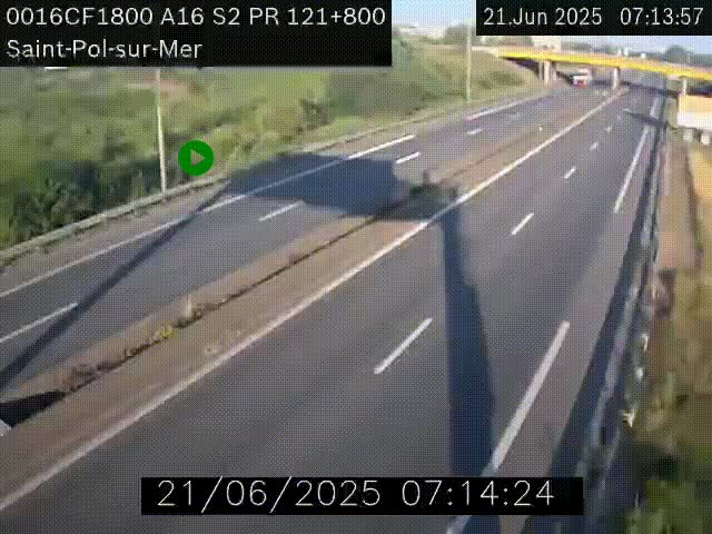 <h2>Webcam autoroute A16 à proximité de Dunkerque, à hauteur de la sortie Saint-Pol-sur-Mer. Vue orientée vers Calais</h2>