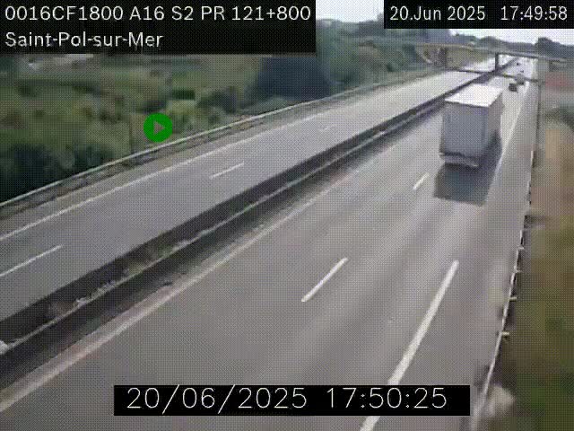 <h2>Webcam autoroute A16 à proximité de Dunkerque, à hauteur de la sortie Saint-Pol-sur-Mer. Vue orientée vers Calais</h2>