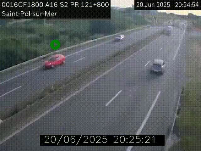 <h2>Webcam autoroute A16 à proximité de Dunkerque, à hauteur de la sortie Saint-Pol-sur-Mer. Vue orientée vers Calais</h2>