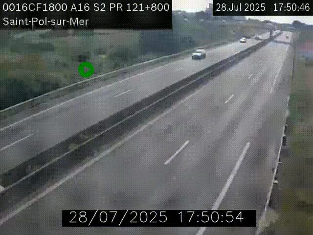 <h2>Webcam autoroute A16 à proximité de Dunkerque, à hauteur de la sortie Saint-Pol-sur-Mer. Vue orientée vers Calais</h2>