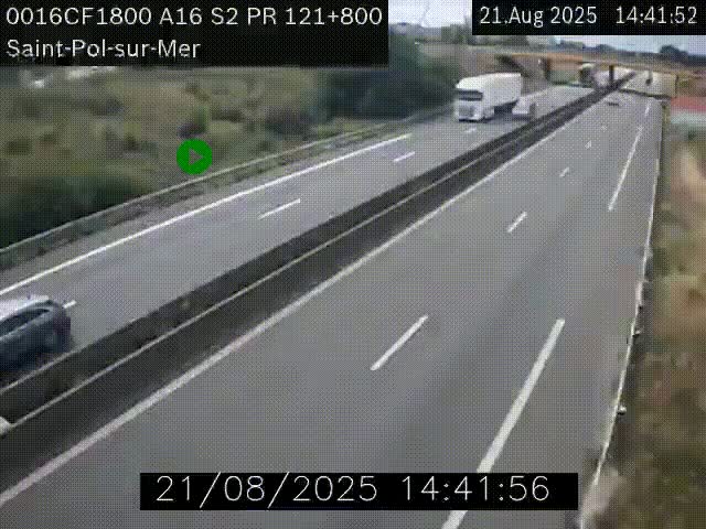<h2>Webcam autoroute A16 à proximité de Dunkerque, à hauteur de la sortie Saint-Pol-sur-Mer. Vue orientée vers Calais</h2>