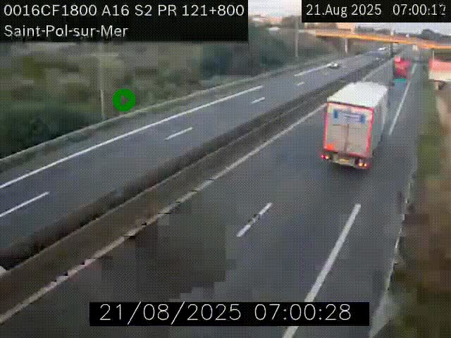 <h2>Webcam autoroute A16 à proximité de Dunkerque, à hauteur de la sortie Saint-Pol-sur-Mer. Vue orientée vers Calais</h2>