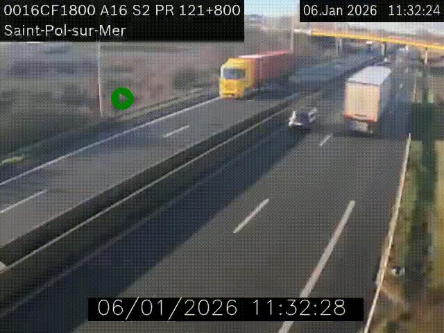 <h2>Webcam autoroute A16 à proximité de Dunkerque, à hauteur de la sortie Saint-Pol-sur-Mer. Vue orientée vers Calais</h2>