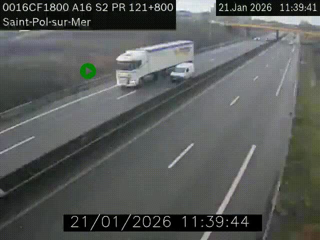 <h2>Webcam autoroute A16 à proximité de Dunkerque, à hauteur de la sortie Saint-Pol-sur-Mer. Vue orientée vers Calais</h2>