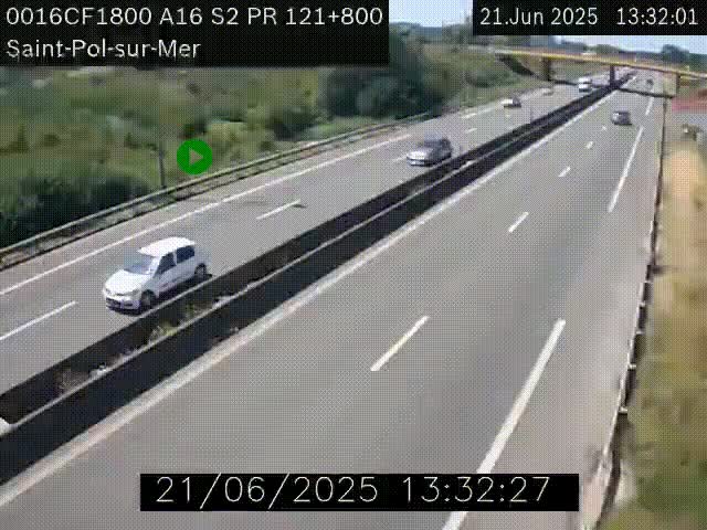 <h2>Webcam autoroute A16 à proximité de Dunkerque, à hauteur de la sortie Saint-Pol-sur-Mer. Vue orientée vers Calais</h2>