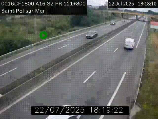 <h2>Webcam autoroute A16 à proximité de Dunkerque, à hauteur de la sortie Saint-Pol-sur-Mer. Vue orientée vers Calais</h2>