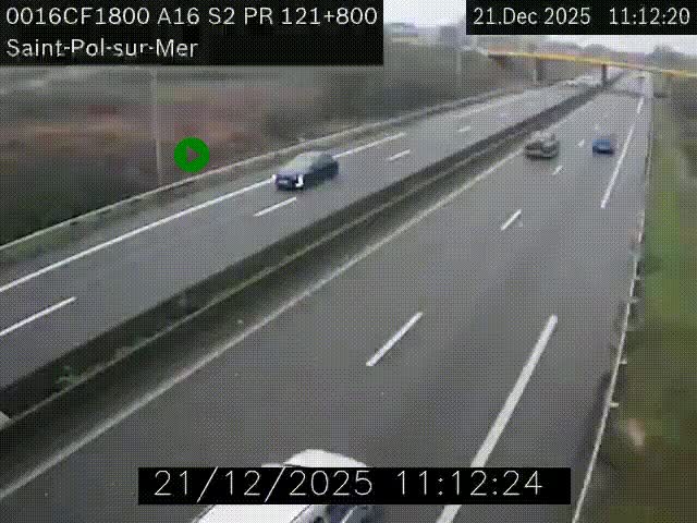 <h2>Webcam autoroute A16 à proximité de Dunkerque, à hauteur de la sortie Saint-Pol-sur-Mer. Vue orientée vers Calais</h2>