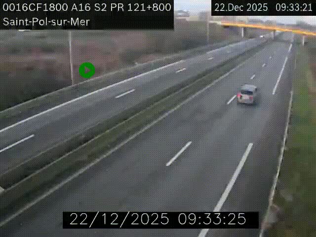 <h2>Webcam autoroute A16 à proximité de Dunkerque, à hauteur de la sortie Saint-Pol-sur-Mer. Vue orientée vers Calais</h2>