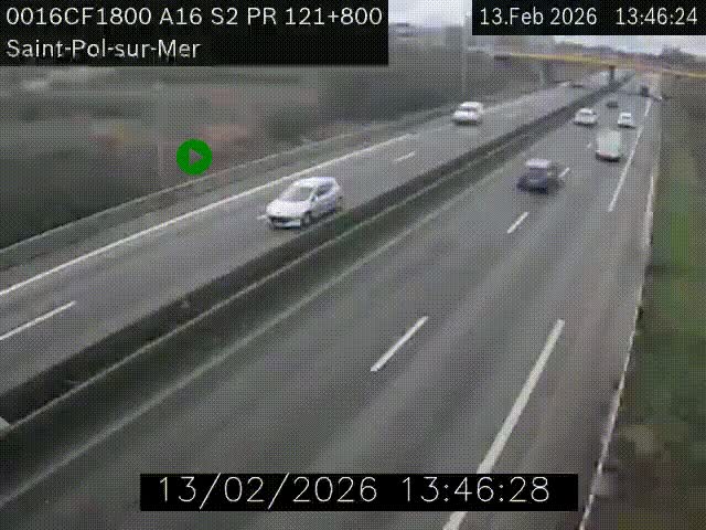 <h2>Webcam autoroute A16 à proximité de Dunkerque, à hauteur de la sortie Saint-Pol-sur-Mer. Vue orientée vers Calais</h2>