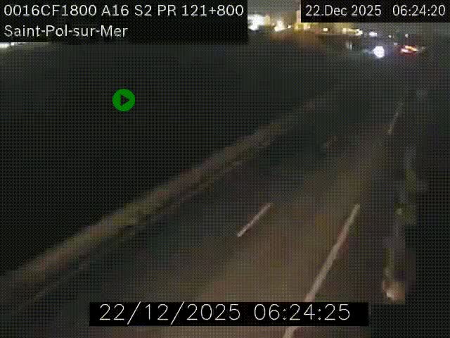 <h2>Webcam autoroute A16 à proximité de Dunkerque, à hauteur de la sortie Saint-Pol-sur-Mer. Vue orientée vers Calais</h2>