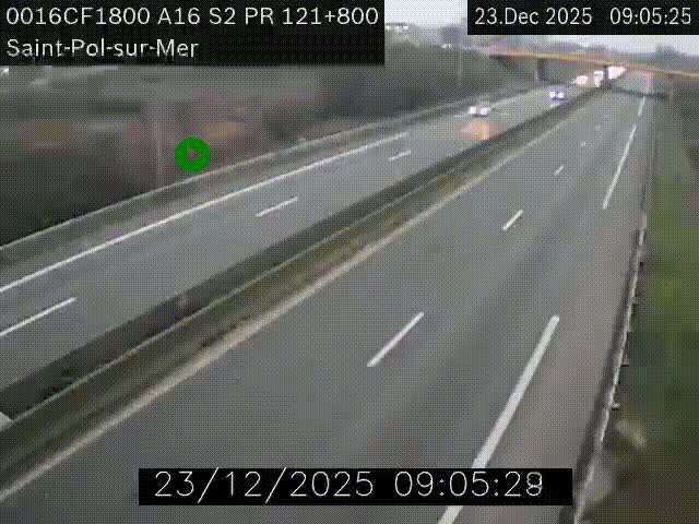 <h2>Webcam autoroute A16 à proximité de Dunkerque, à hauteur de la sortie Saint-Pol-sur-Mer. Vue orientée vers Calais</h2>