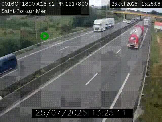 <h2>Webcam autoroute A16 à proximité de Dunkerque, à hauteur de la sortie Saint-Pol-sur-Mer. Vue orientée vers Calais</h2>