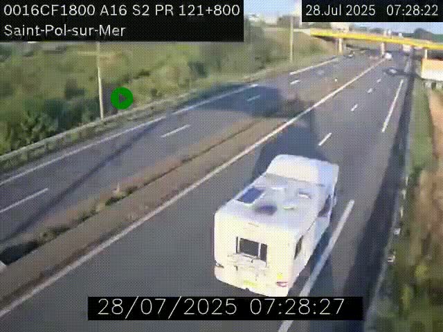 <h2>Webcam autoroute A16 à proximité de Dunkerque, à hauteur de la sortie Saint-Pol-sur-Mer. Vue orientée vers Calais</h2>