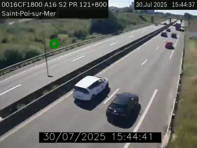 <h2>Webcam autoroute A16 à proximité de Dunkerque, à hauteur de la sortie Saint-Pol-sur-Mer. Vue orientée vers Calais</h2>