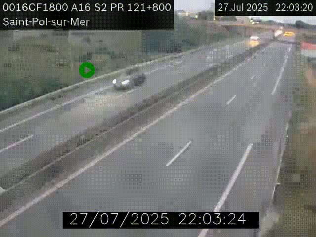 <h2>Webcam autoroute A16 à proximité de Dunkerque, à hauteur de la sortie Saint-Pol-sur-Mer. Vue orientée vers Calais</h2>