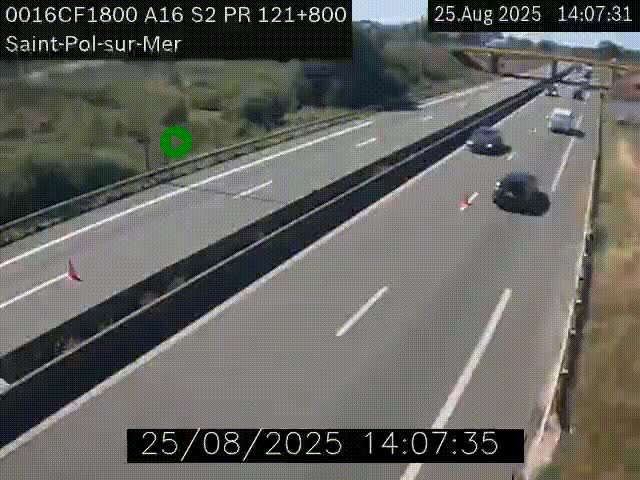 <h2>Webcam autoroute A16 à proximité de Dunkerque, à hauteur de la sortie Saint-Pol-sur-Mer. Vue orientée vers Calais</h2>