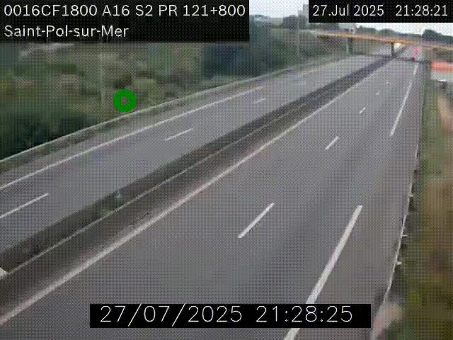 <h2>Webcam autoroute A16 à proximité de Dunkerque, à hauteur de la sortie Saint-Pol-sur-Mer. Vue orientée vers Calais</h2>