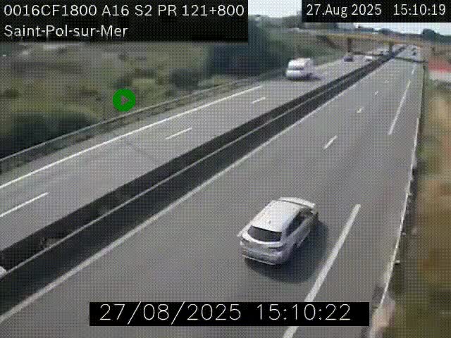 <h2>Webcam autoroute A16 à proximité de Dunkerque, à hauteur de la sortie Saint-Pol-sur-Mer. Vue orientée vers Calais</h2>
