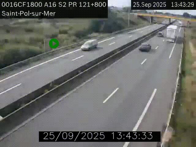 <h2>Webcam autoroute A16 à proximité de Dunkerque, à hauteur de la sortie Saint-Pol-sur-Mer. Vue orientée vers Calais</h2>