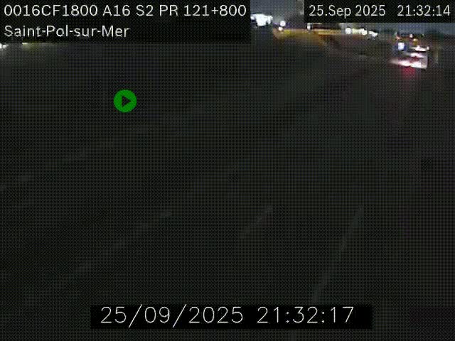 Webcam autoroute A16 à proximité de Dunkerque, à hauteur de la sortie Saint-Pol-sur-Mer. Vue orientée vers Calais