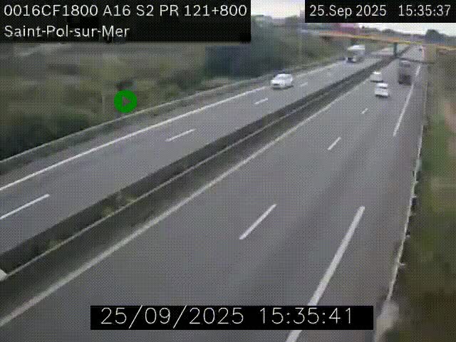 <h2>Webcam autoroute A16 à proximité de Dunkerque, à hauteur de la sortie Saint-Pol-sur-Mer. Vue orientée vers Calais</h2>