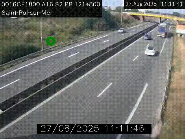<h2>Webcam autoroute A16 à proximité de Dunkerque, à hauteur de la sortie Saint-Pol-sur-Mer. Vue orientée vers Calais</h2>