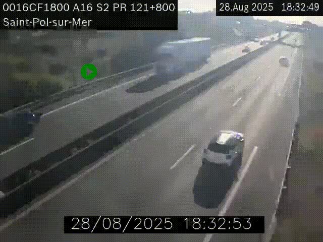 <h2>Webcam autoroute A16 à proximité de Dunkerque, à hauteur de la sortie Saint-Pol-sur-Mer. Vue orientée vers Calais</h2>