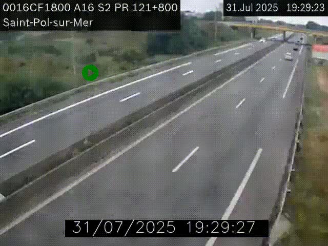 <h2>Webcam autoroute A16 à proximité de Dunkerque, à hauteur de la sortie Saint-Pol-sur-Mer. Vue orientée vers Calais</h2>