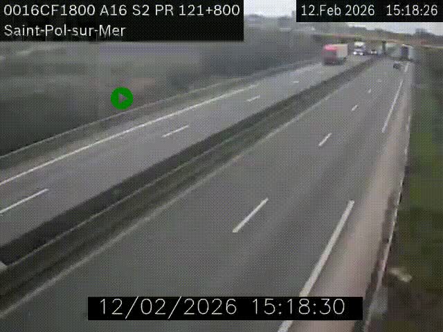 <h2>Webcam autoroute A16 à proximité de Dunkerque, à hauteur de la sortie Saint-Pol-sur-Mer. Vue orientée vers Calais</h2>