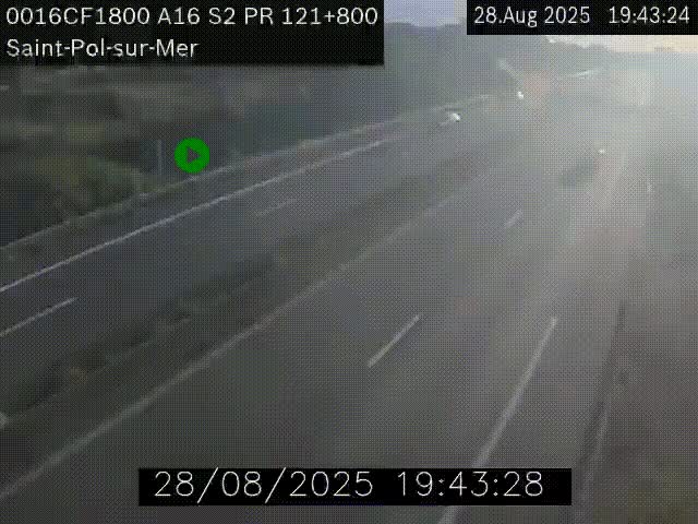 <h2>Webcam autoroute A16 à proximité de Dunkerque, à hauteur de la sortie Saint-Pol-sur-Mer. Vue orientée vers Calais</h2>
