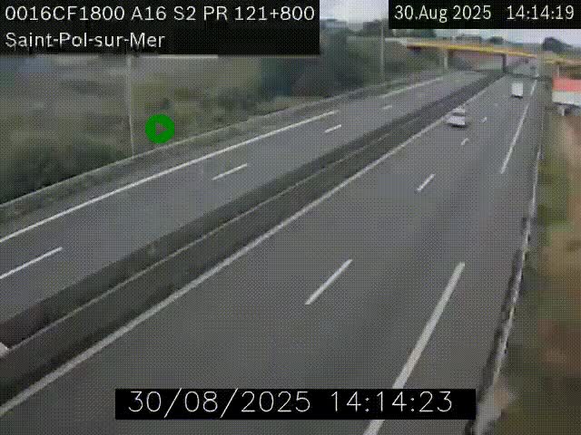 <h2>Webcam autoroute A16 à proximité de Dunkerque, à hauteur de la sortie Saint-Pol-sur-Mer. Vue orientée vers Calais</h2>