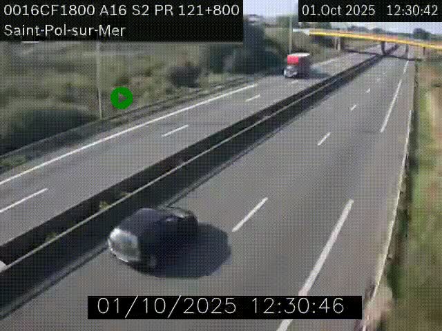 <h2>Webcam autoroute A16 à proximité de Dunkerque, à hauteur de la sortie Saint-Pol-sur-Mer. Vue orientée vers Calais</h2>