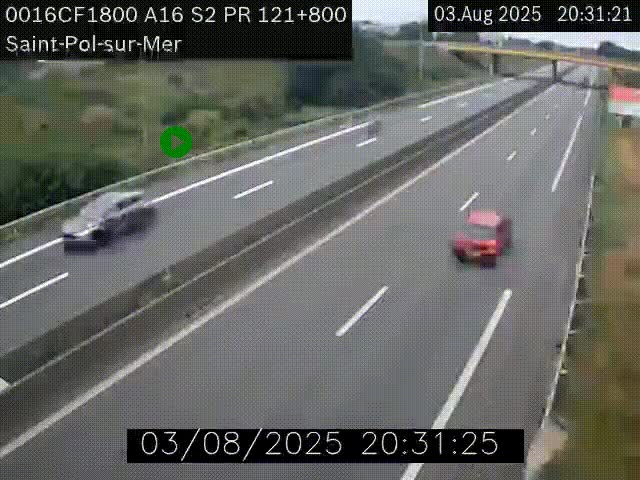 <h2>Webcam autoroute A16 à proximité de Dunkerque, à hauteur de la sortie Saint-Pol-sur-Mer. Vue orientée vers Calais</h2>