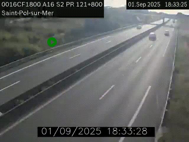 <h2>Webcam autoroute A16 à proximité de Dunkerque, à hauteur de la sortie Saint-Pol-sur-Mer. Vue orientée vers Calais</h2>