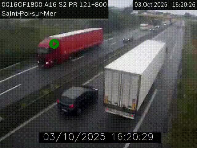 <h2>Webcam autoroute A16 à proximité de Dunkerque, à hauteur de la sortie Saint-Pol-sur-Mer. Vue orientée vers Calais</h2>