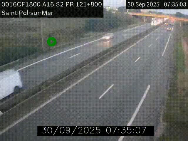 <h2>Webcam autoroute A16 à proximité de Dunkerque, à hauteur de la sortie Saint-Pol-sur-Mer. Vue orientée vers Calais</h2>