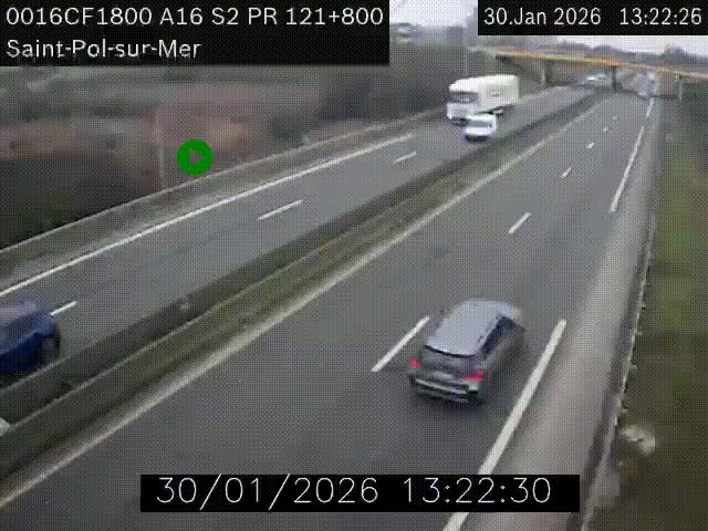 <h2>Webcam autoroute A16 à proximité de Dunkerque, à hauteur de la sortie Saint-Pol-sur-Mer. Vue orientée vers Calais</h2>